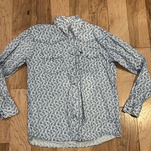 Men's Blue Paisley Shirt Jacket